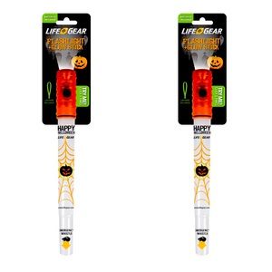 Life Gear Halloween Flashlight Glow Stick w Whistle and Lanyard, 2 Pieces